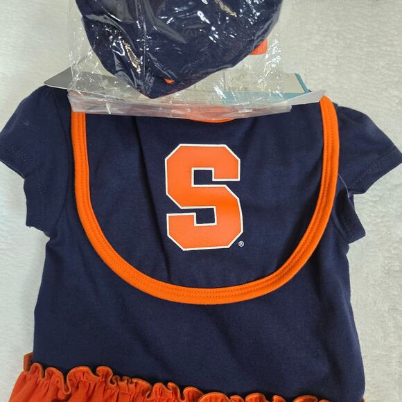Syracuse Orange Baby 3 piece Outfit Set 12 month One piece, booties, bib 0705 - Picture 4 of 9